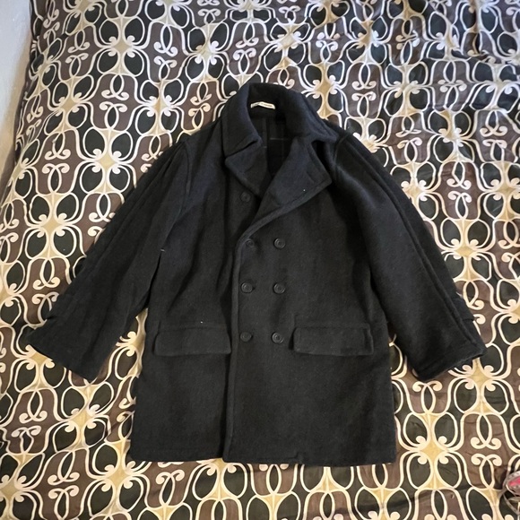 tibbetts Other - Elegant Black Double-Breasted Pea Coat for Men